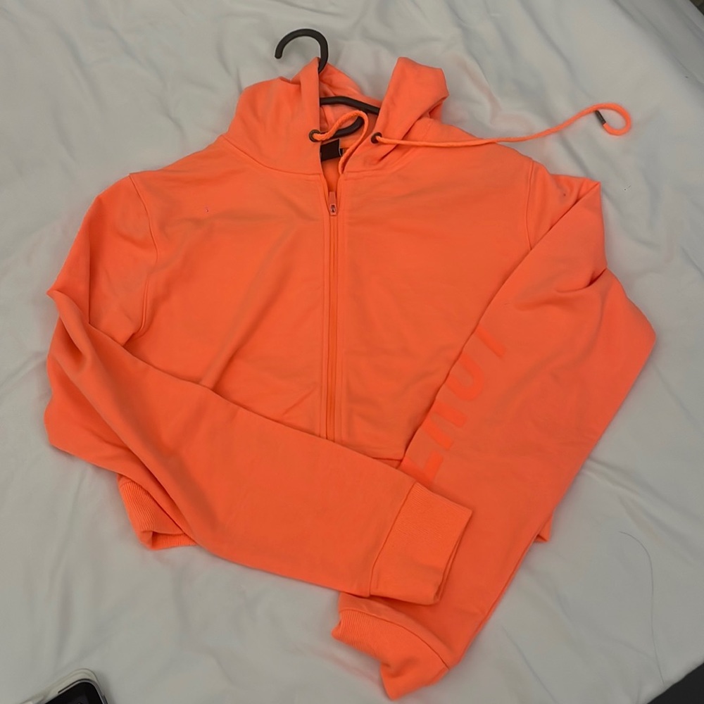 Splash Orange Cropped Sport Zip Up Jacket